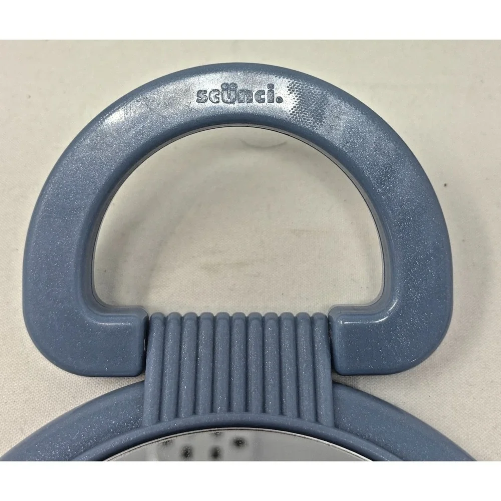 Vintage Scünci Blue Handheld Mirror‎ Plastic Travel Vanity Mirror
